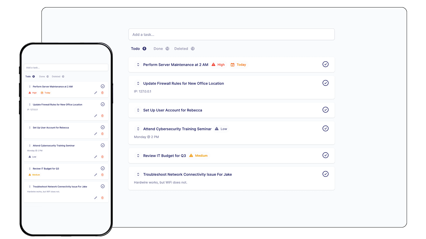 TaskSpot app interface showing clean task management dashboard with today and tomorrow views